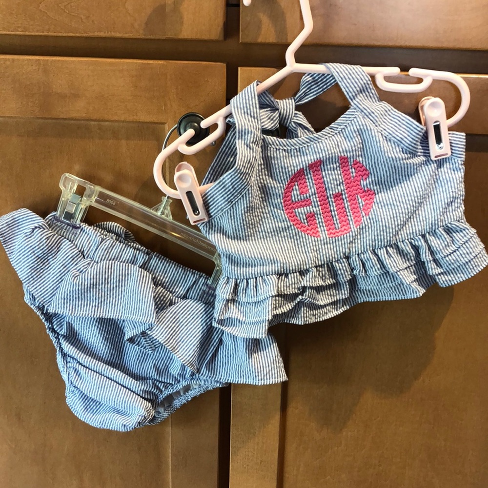 Monogrammed EKL- 2 pc Little Girl’s Swimsuit- size 4T